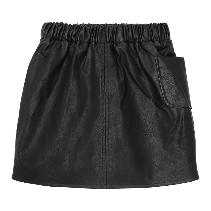 NILA skirt - black faux leather - HOWTOKiSSAFROG