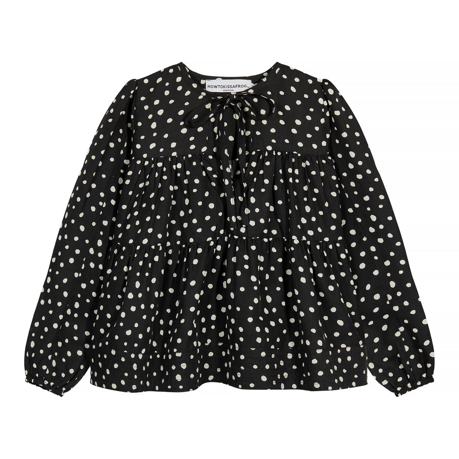 DINA blouse - black dot - HOWTOKiSSAFROG