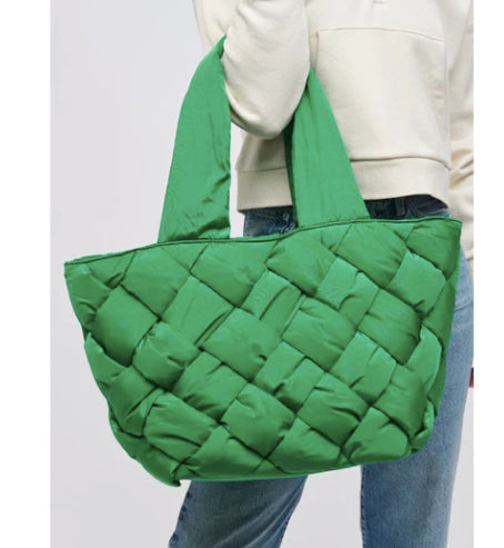 BRAIDED TOTE BAG - Green - HOWTOKiSSAFROG