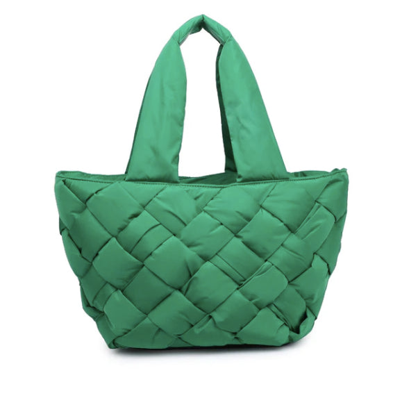 BRAIDED TOTE BAG - Green - HOWTOKiSSAFROG