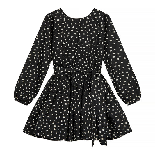 HEATHER dress - black dot - HOWTOKiSSAFROG