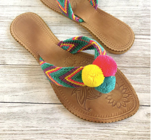 Pom Pom Sandals - summer - HOWTOKiSSAFROG