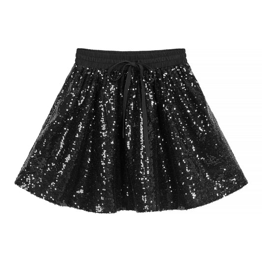 WIND SKIRT - black sequin - HOWTOKiSSAFROG