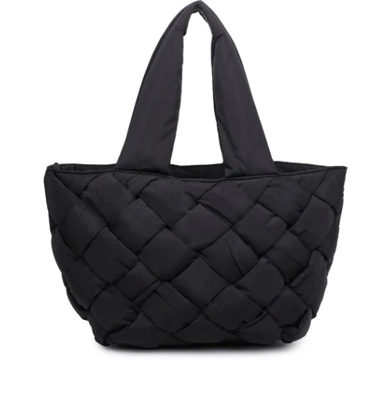 BRAIDED TOTE BAG - black - HOWTOKiSSAFROG