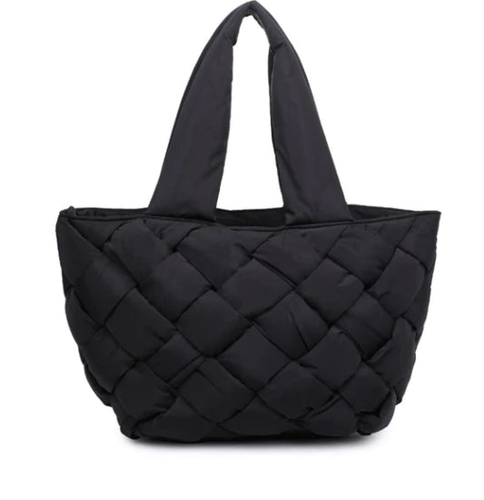 BRAIDED TOTE BAG - black - HOWTOKiSSAFROG