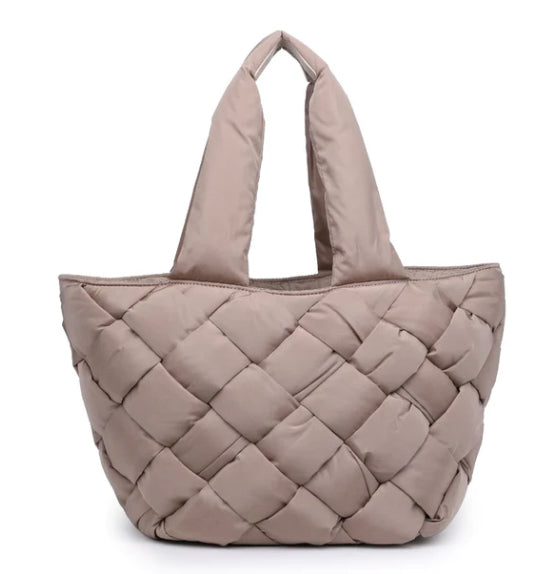 BRAIDED TOTE BAG - nude - HOWTOKiSSAFROG
